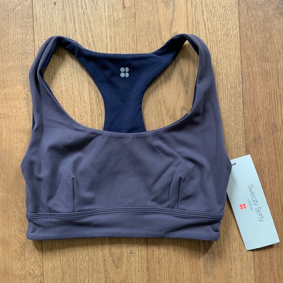 Sweaty Betty Women's Reversible Yoga Bra Grey Navy Blue Light Support Size XS - Picture 8 of 12